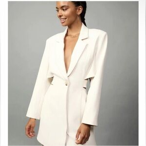 Current Air Blazer Dress Womens Small Ivory Minimal Old Money New